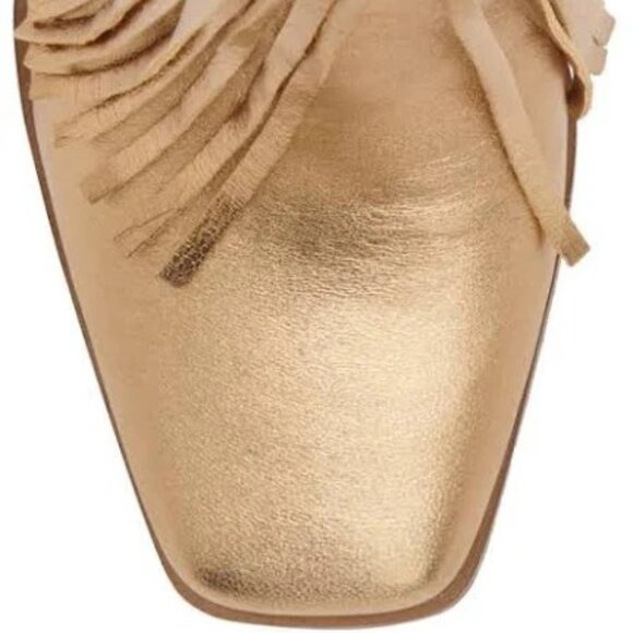 Jessica Simpson Metallic Gold Fringed Knee High Cowboy Boots Size 9 - Picture 6 of 9